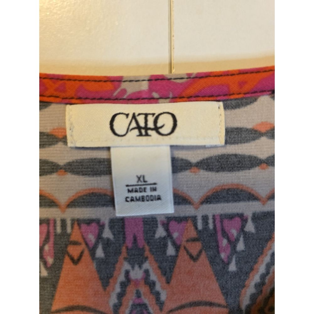 Cato Women's Tribal Polyester Round Neck Sleeveless Casual Top Blouse Size XL - Picture 3 of 10